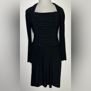 Jones New York Elegant black dress ruched bodice size 6